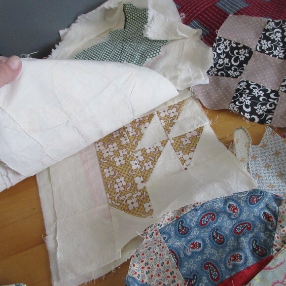 Estate Sale Vintage Handmade quilt blocks squares and fabric over 55 - Picture 3 of 9
